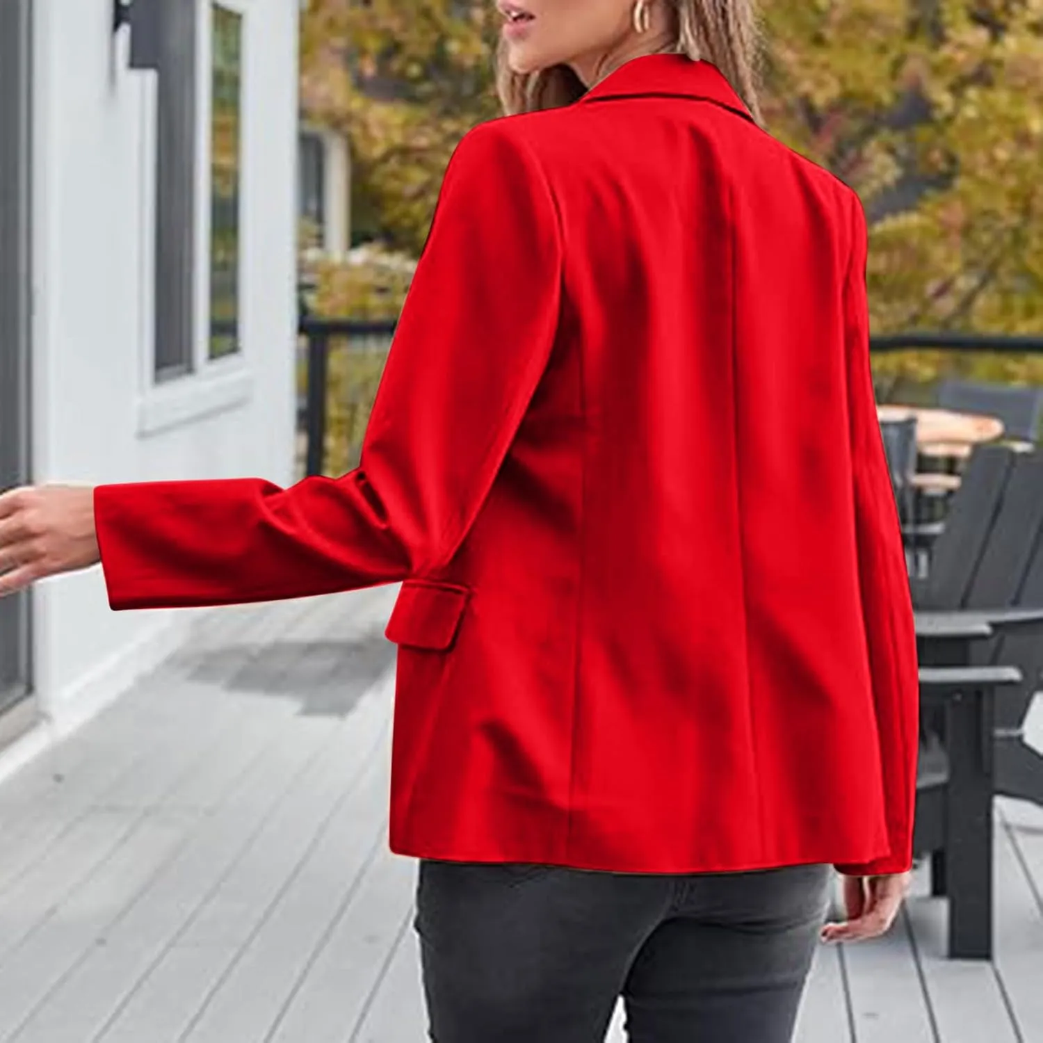 Women's Rolled Up Long Sleeve Blazers Open Front Button Cardigan Jacket Lightweight Casual Loose Fit Suits Jackets