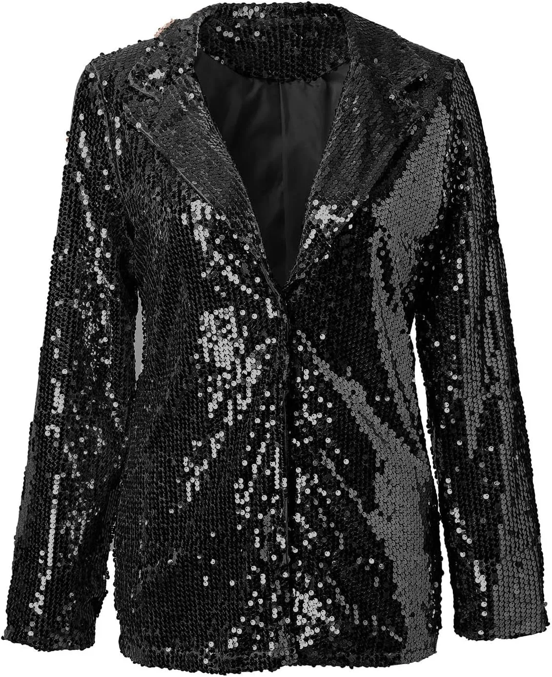 Women's Sequin Jacket Shiny Open Front Glitter Blazer Evening Party Sparkly Long Sleeve Slim Cardigan Coat