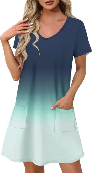 Women's Short Sleeve V-Neck Summer Dresses 2025 Floral Printed Short Party Dress 2025