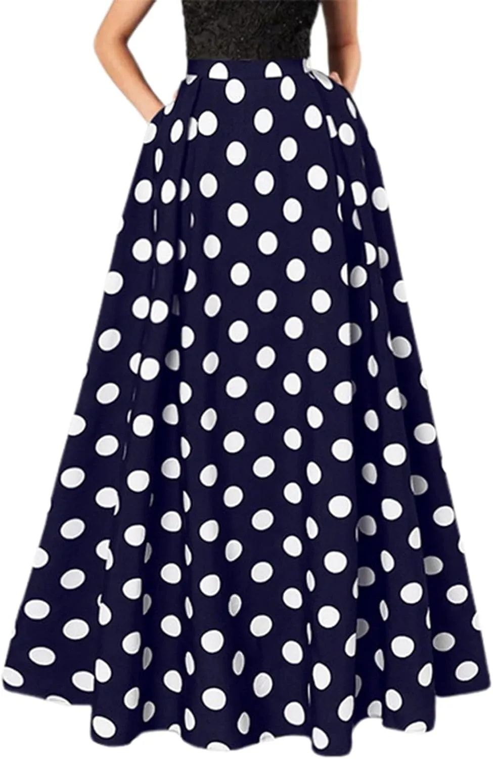 Womens Skirts Midi Length for Summer Vacation Trendy Y2K Vintage Polka Dot Maxi Skirt for Women Trendy Clothes