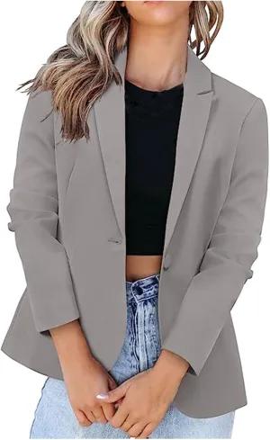 Womens Stretch Blazers for Work Casual 3/4 Sleeve Lightweight Office Work Suit Jacket Boyfriend Blazer Jacket