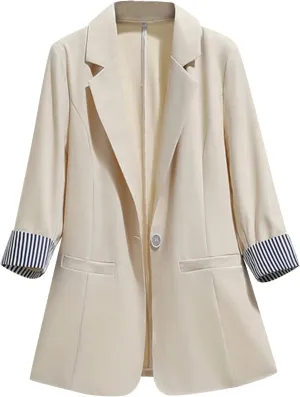 Women's Summer Blazer Button 3/4 Sleeve Pocket Lapel Elegant Trendy Comfortable Comfort Fit Stylish Lightweight