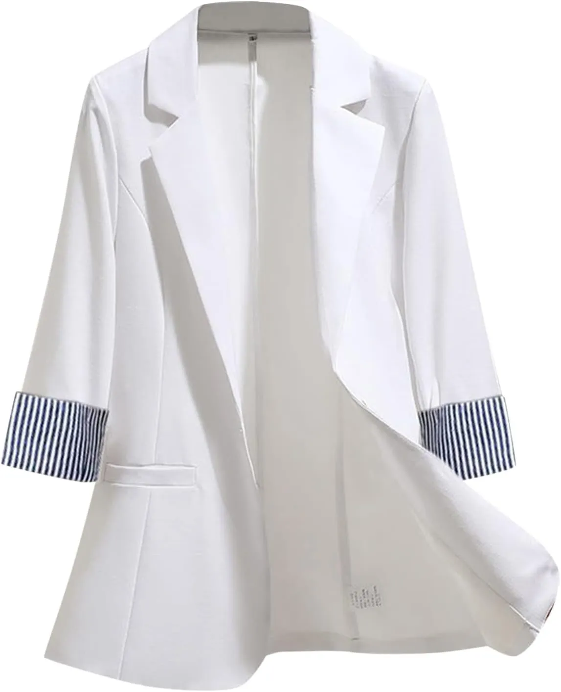 Women's Summer Blazer Button 3/4 Sleeve Pocket Lapel Elegant Trendy Comfortable Comfort Fit Stylish Lightweight