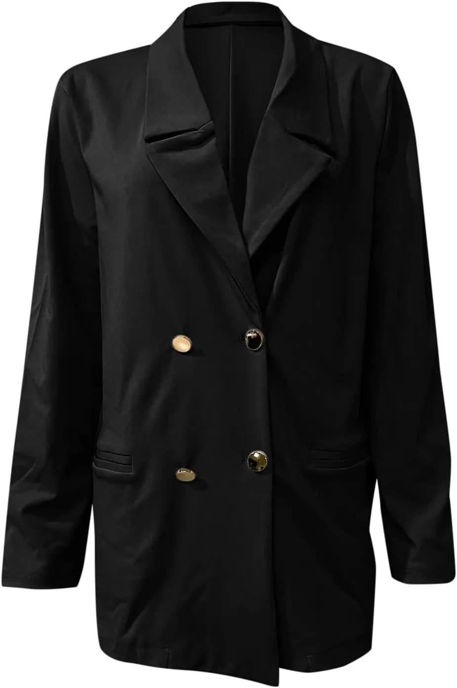 Women's Summer Blazer Button Lapel 3/4 Sleeves Pocketless Mid-Length Work Jacket Convenient Soft Fashion Lightweight