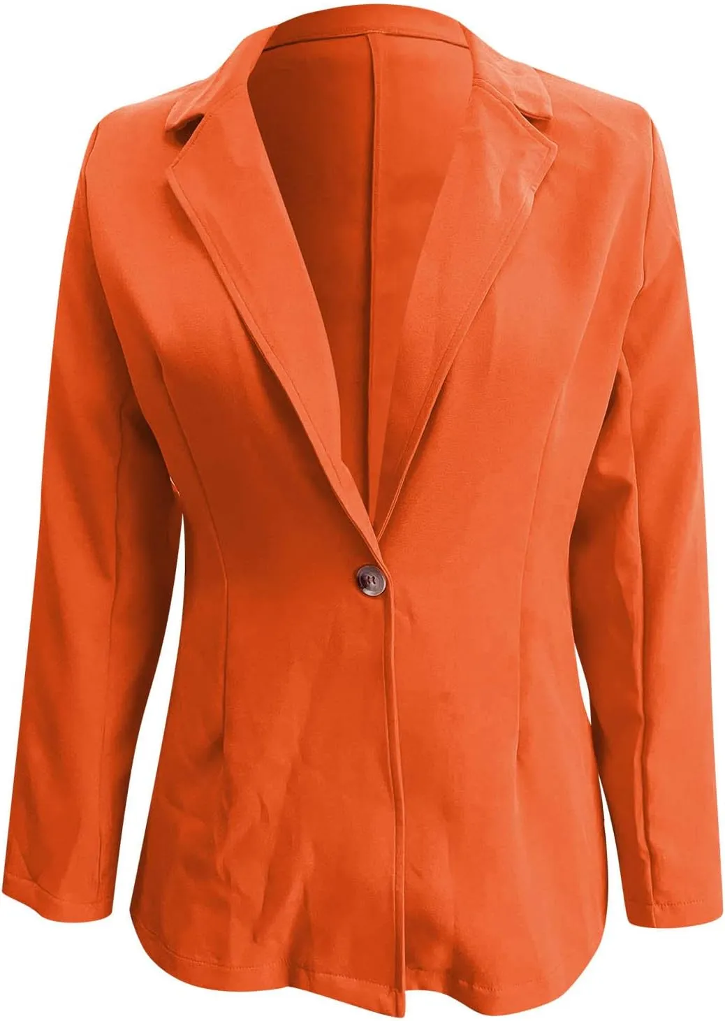 Women's Summer Blazer Button Long Sleeve Lapel Dressy Casual Business Convenient Solid Color Stylish Lightweight
