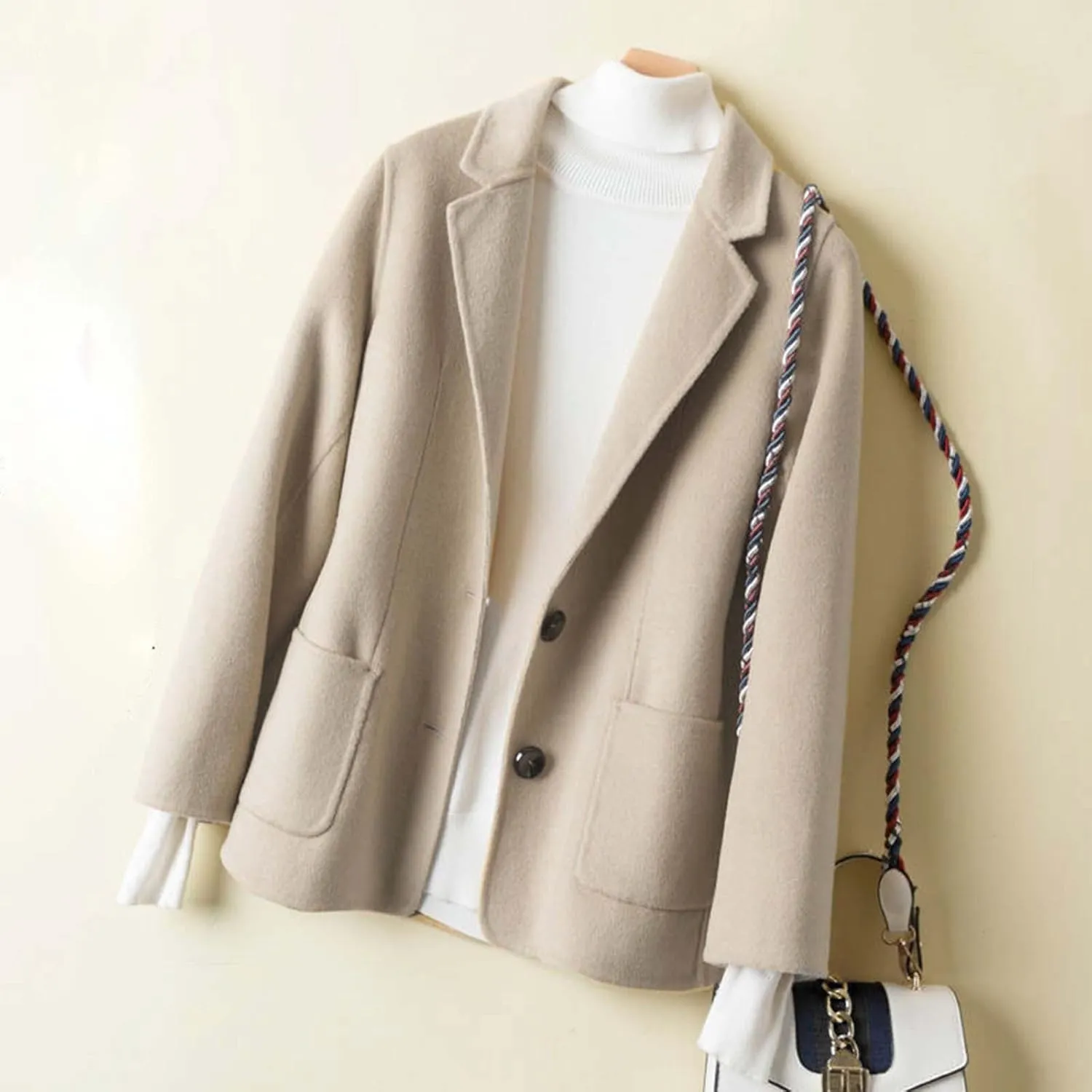 Women's Summer Blazer Button Long Sleeve Pocket Lapel Work Jacket Comfortable Soft Comfy Stylish Lightweight