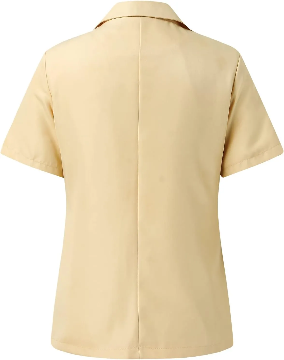 Women's Summer Blazer Lapel Short-Sleeved Pocket Comfort Fit Elegant Temperament Trendy Dressy Lightweight