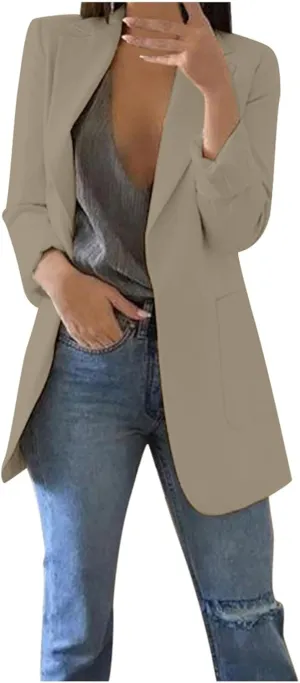 Women's Summer Blazer Lapel Sleeveless Pocket Dressy Casual Business Outdoor Solid Color Stylish Lightweight