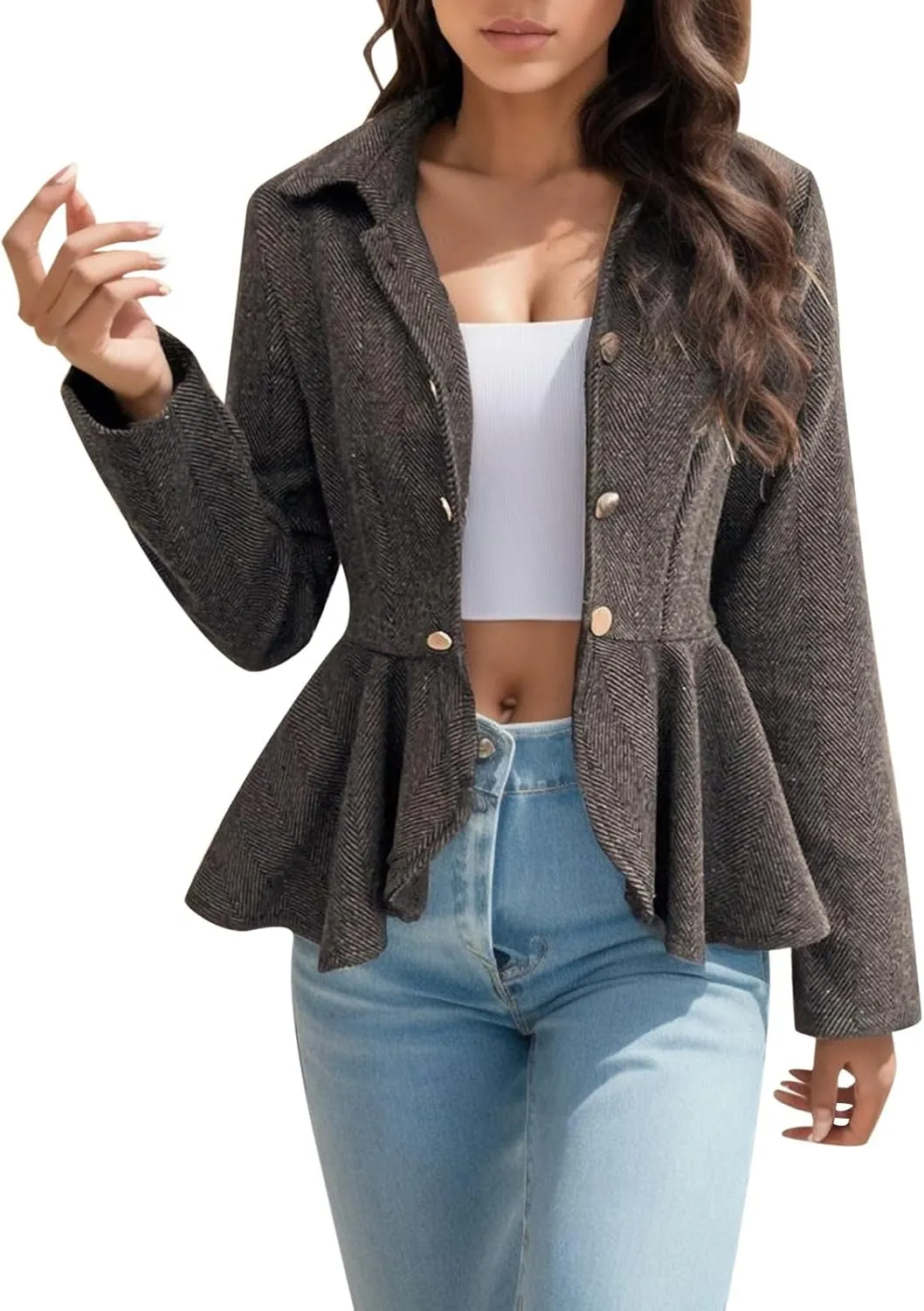 Women's Summer Blazer Trendy Lapel Waist-Closing Buttons Casual Business Comfortable Simple Soft Fashion Lightweight