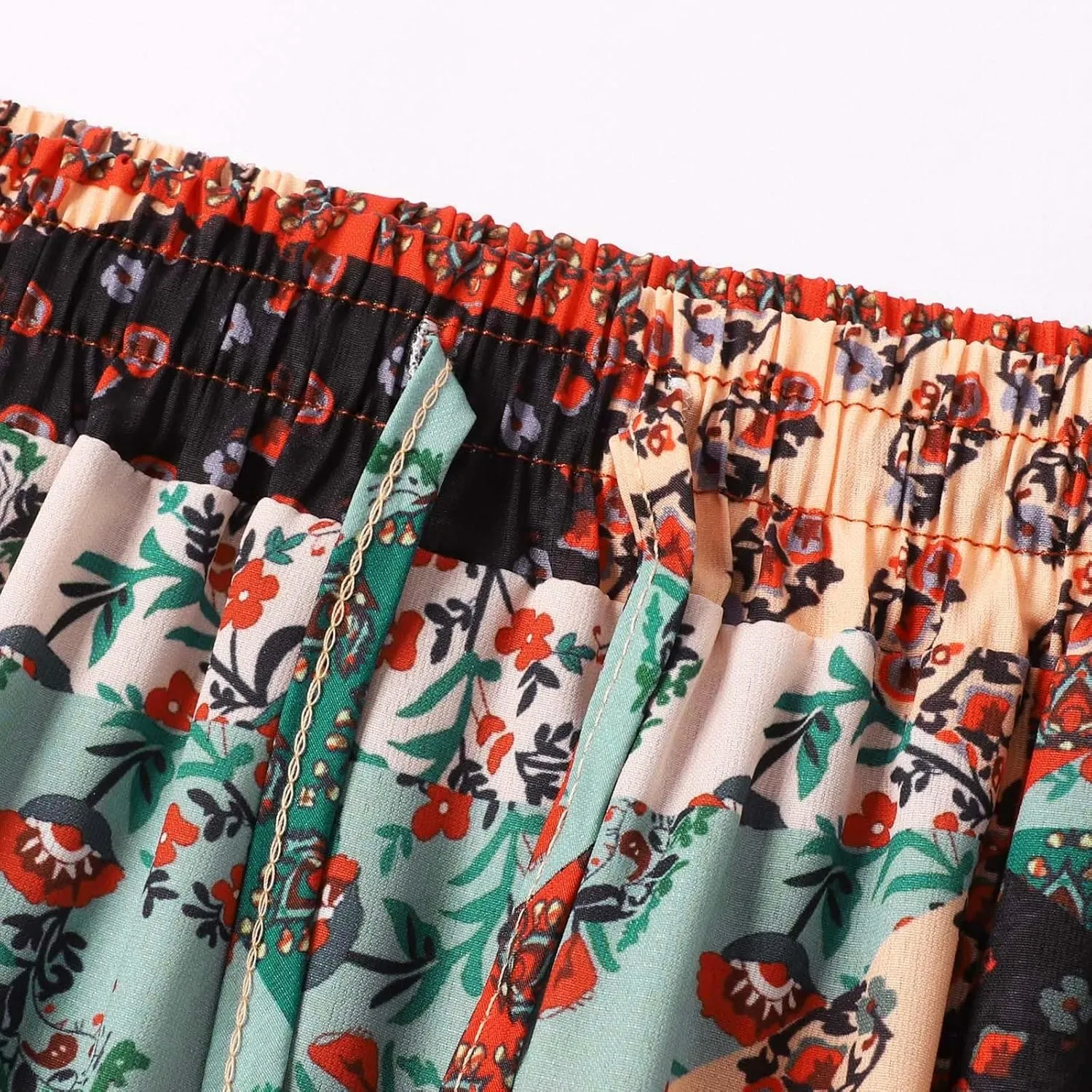 Women's Summer Boho Maxi Skirt 2025 Vacation A-Line Flowy Skirts Ruffle Tiered Elastic High Waist Beach Long Skort Dress