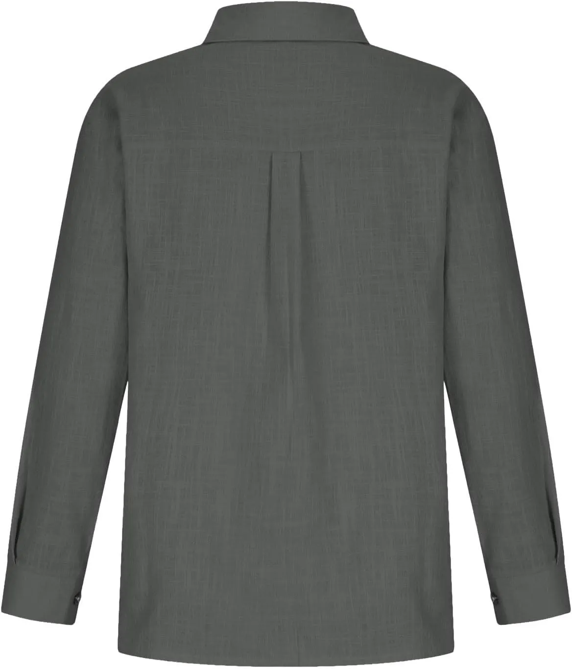 Women's Summer Cotton Linen Solid Lapel Button Down Shirt Fashion Long Sleeve Casual Work Office Blouse with Pocket