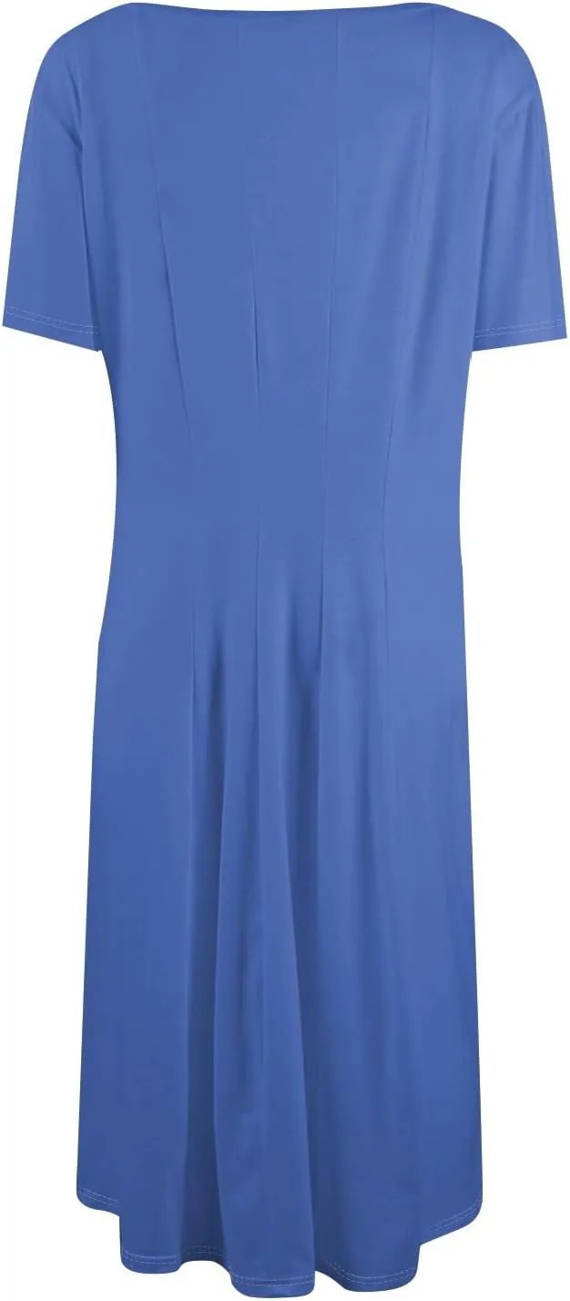 Women's Summer Dresses 2025 Casual Loose Trendy Short Sleeve Crew Neck Solid Color Gradient Midi Dress Plus Size, S-3XL