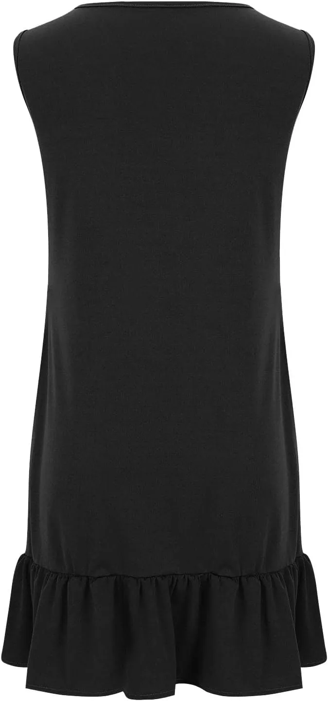 Womens Summer Dresses Floral Printed Sleeveless Shirt Dress Loose Fit Casual Dress Flowy Shift Dress