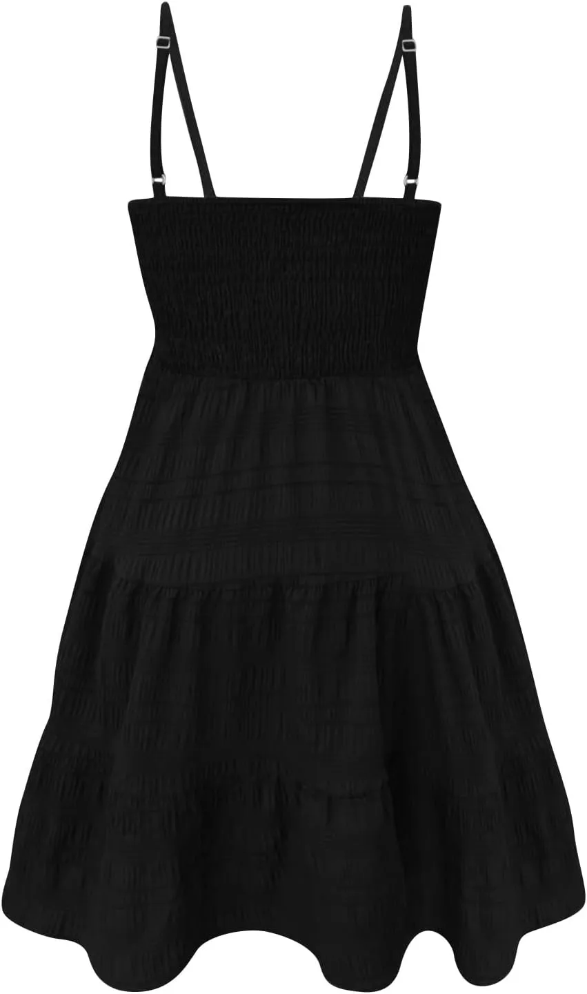 Women's Summer Sleeveless Sundress Casual Flowy A-Line Mini Dress with Adjustable Straps Beach Vacation Clothes