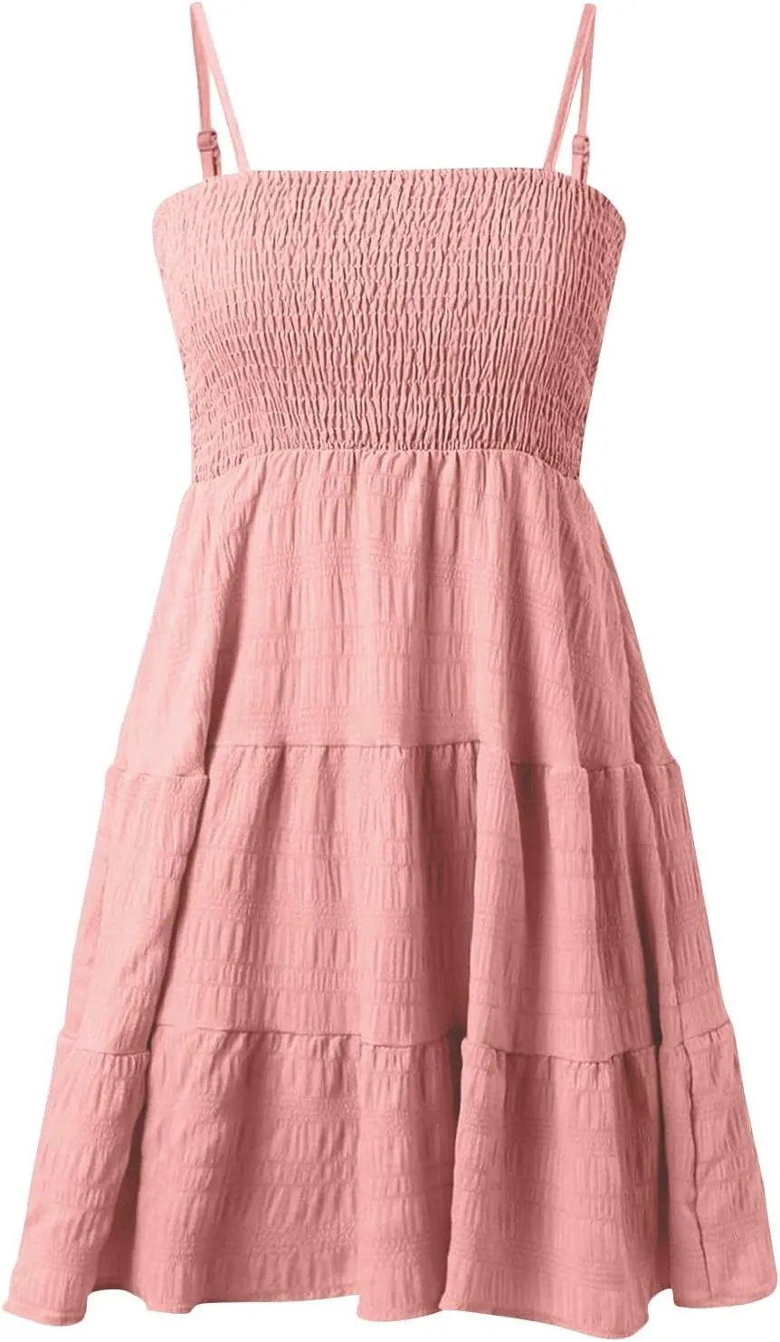 Women's Summer Sleeveless Sundress Casual Flowy A-Line Mini Dress with Adjustable Straps Beach Vacation Clothes