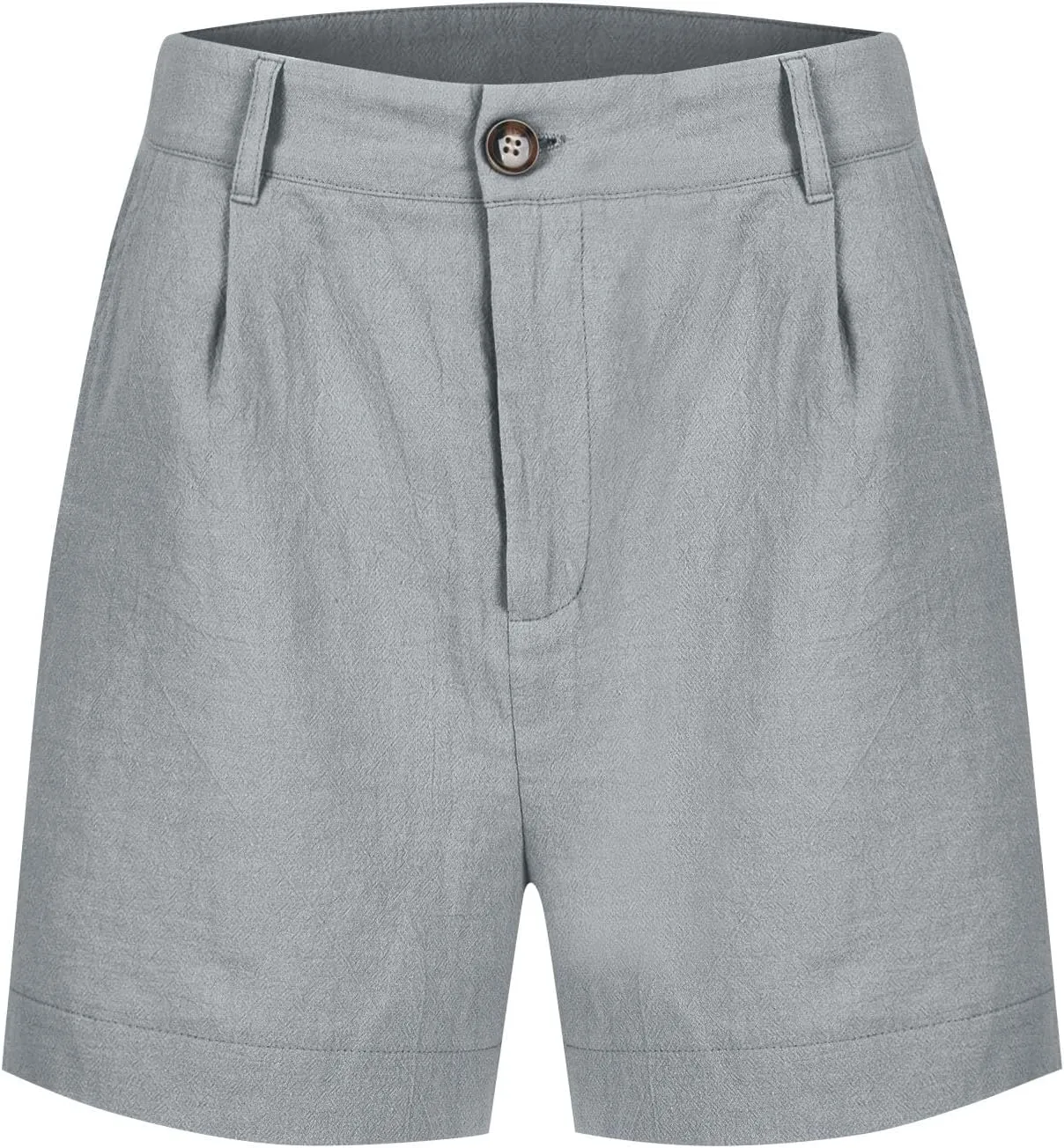Women's Summer Solid Color Linen Shorts with Button Fly Elastic Waist Pockets Casual Wear & Womens Denim Shorts