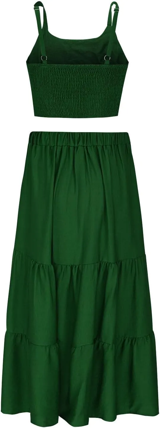 Womens Sundresses Sexy Hollow Waist A-Line Flowy Midi Dress Beach Vacation Summer Sleeveless Suspender Dresses