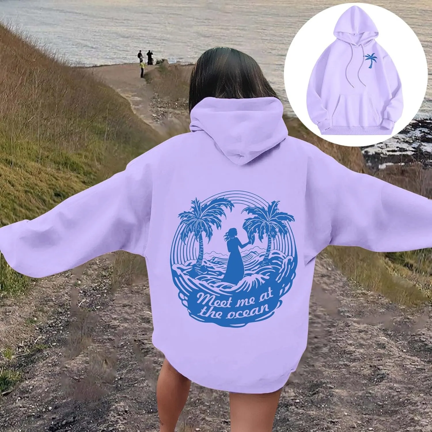 Womens Sweatshirt Pink Graphic Plam Print Puff Hoodie Casual Long Sleeve Pullover Shirts Teen Girls Y2K Fall Outfits