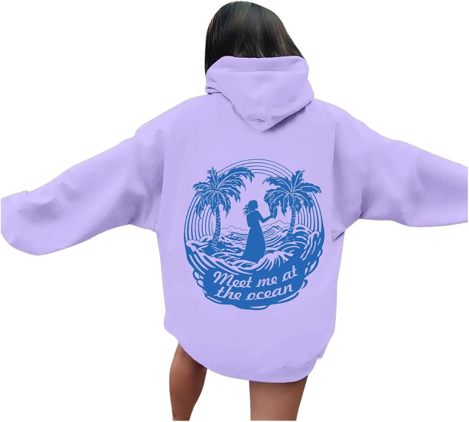 Womens Sweatshirt Pink Graphic Plam Print Puff Hoodie Casual Long Sleeve Pullover Shirts Teen Girls Y2K Fall Outfits
