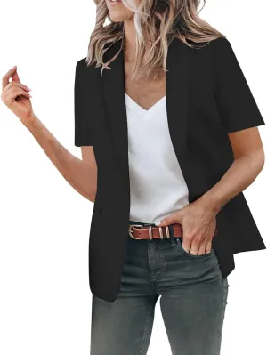 Womens Temperament Button Vest Cardigan Sleeveless Open Front Blazer Casual Lightweight Pocket Jacket Daily Work Suits