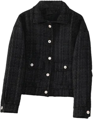 Women's Textured Single Breasted Jacket Elegant Chic Office Loose Coat Blazers