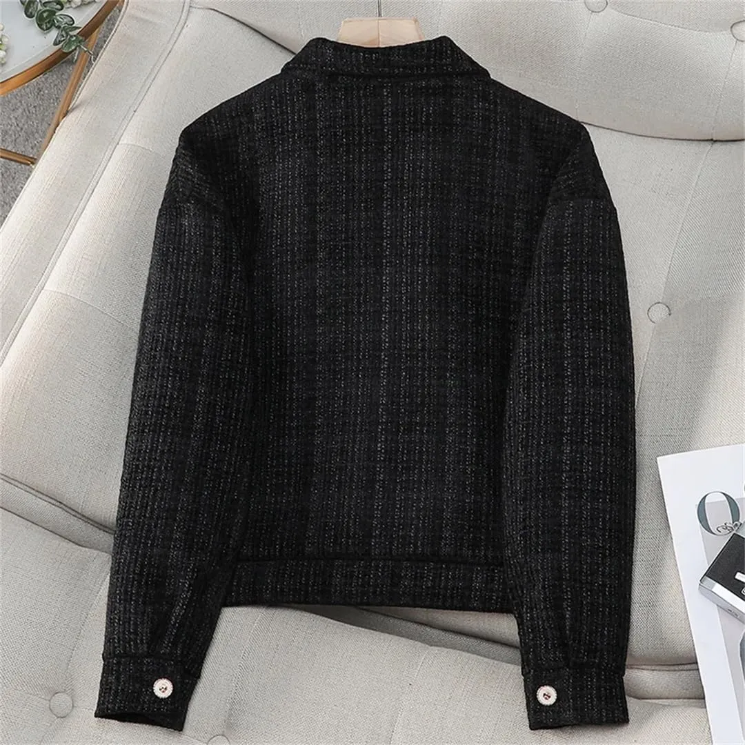 Women's Textured Single Breasted Jacket Elegant Chic Office Loose Coat Blazers