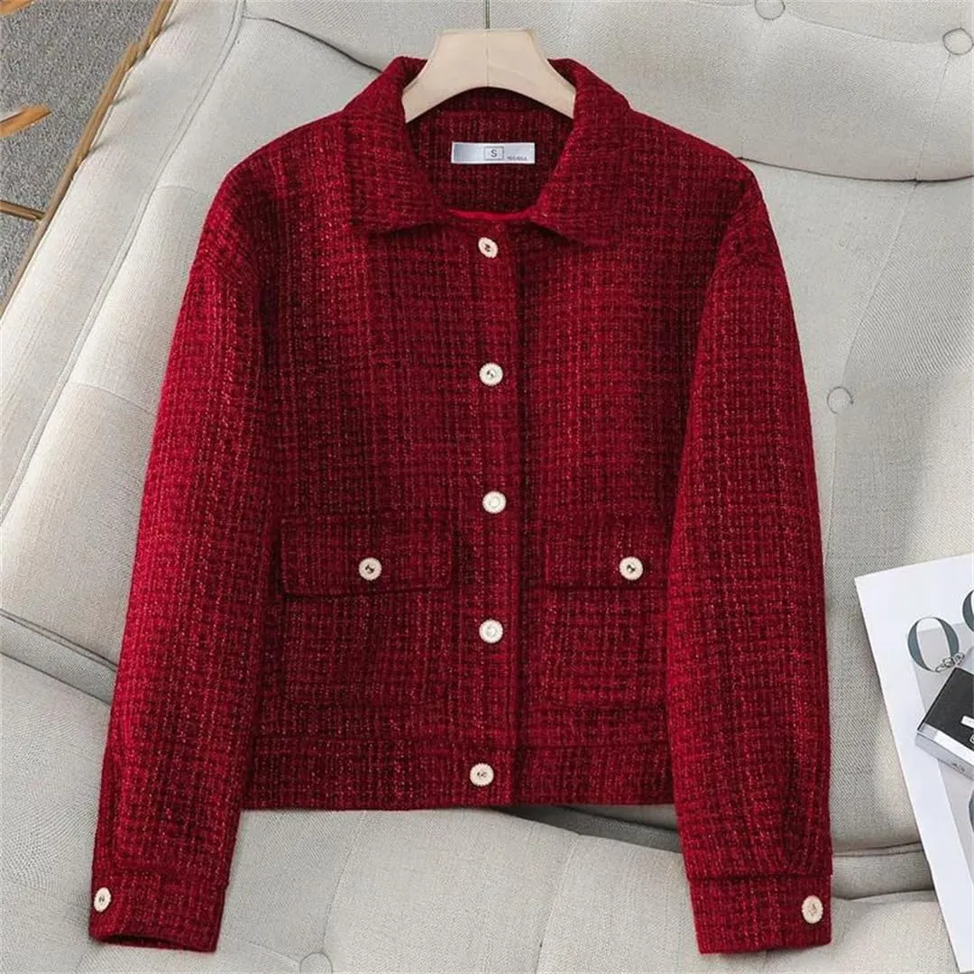 Women's Textured Single Breasted Jacket Elegant Chic Office Loose Coat Blazers