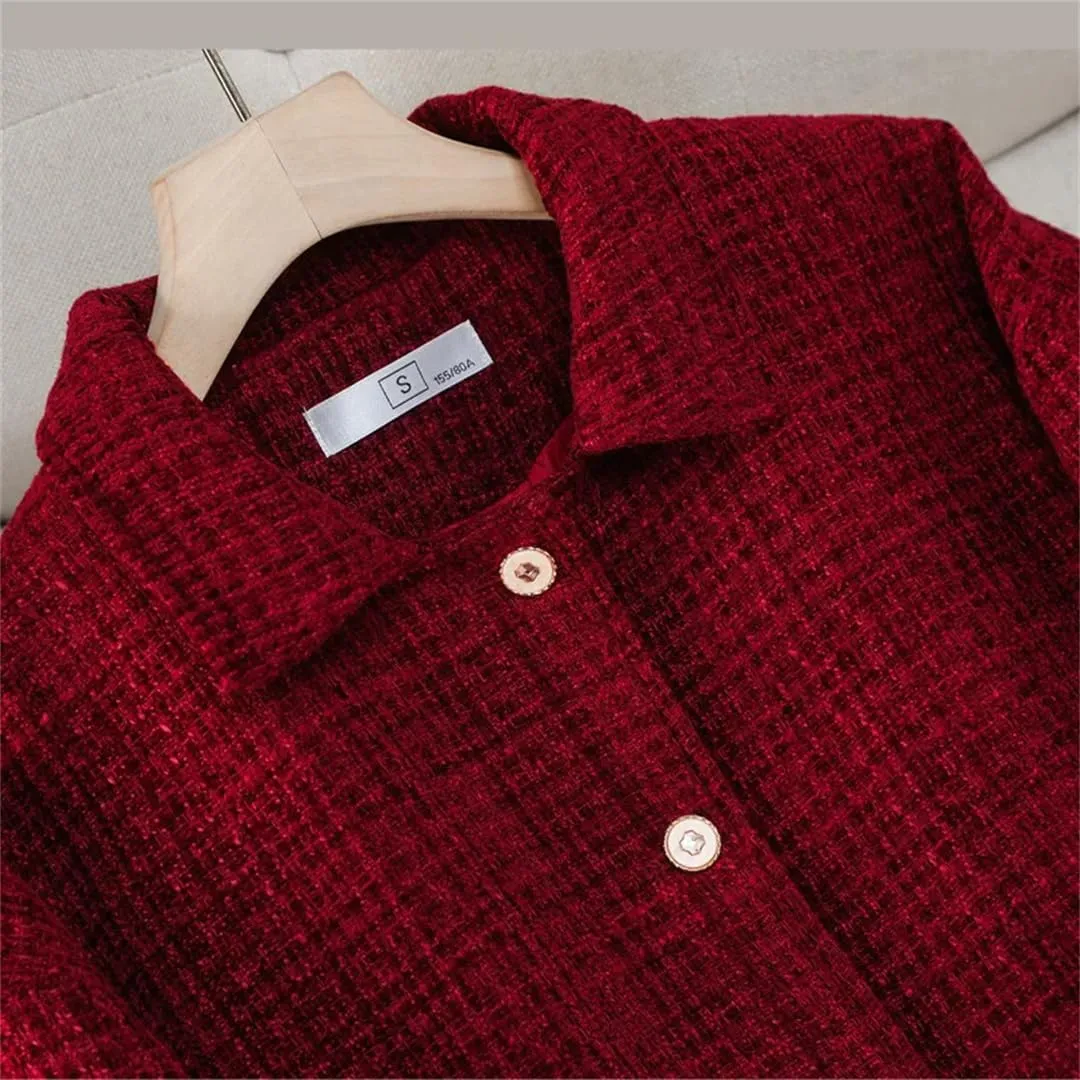 Women's Textured Single Breasted Jacket Elegant Chic Office Loose Coat Blazers