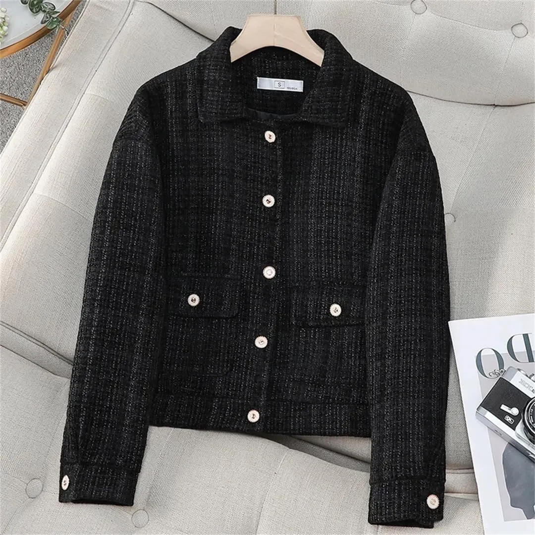 Women's Textured Single Breasted Jacket Elegant Chic Office Loose Coat Blazers