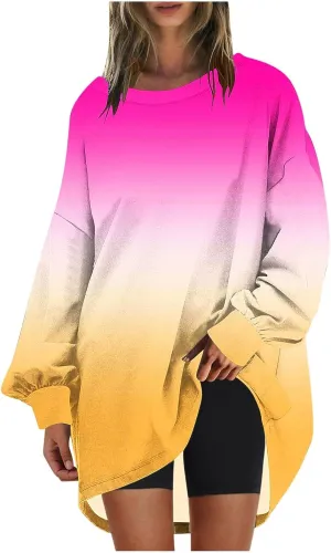 Womens Tie Dye Sweatshirt Oversized Casual Long Sleeve Crewneck Pullover Shirts 2024 Fashion off The Shoulder Sweater