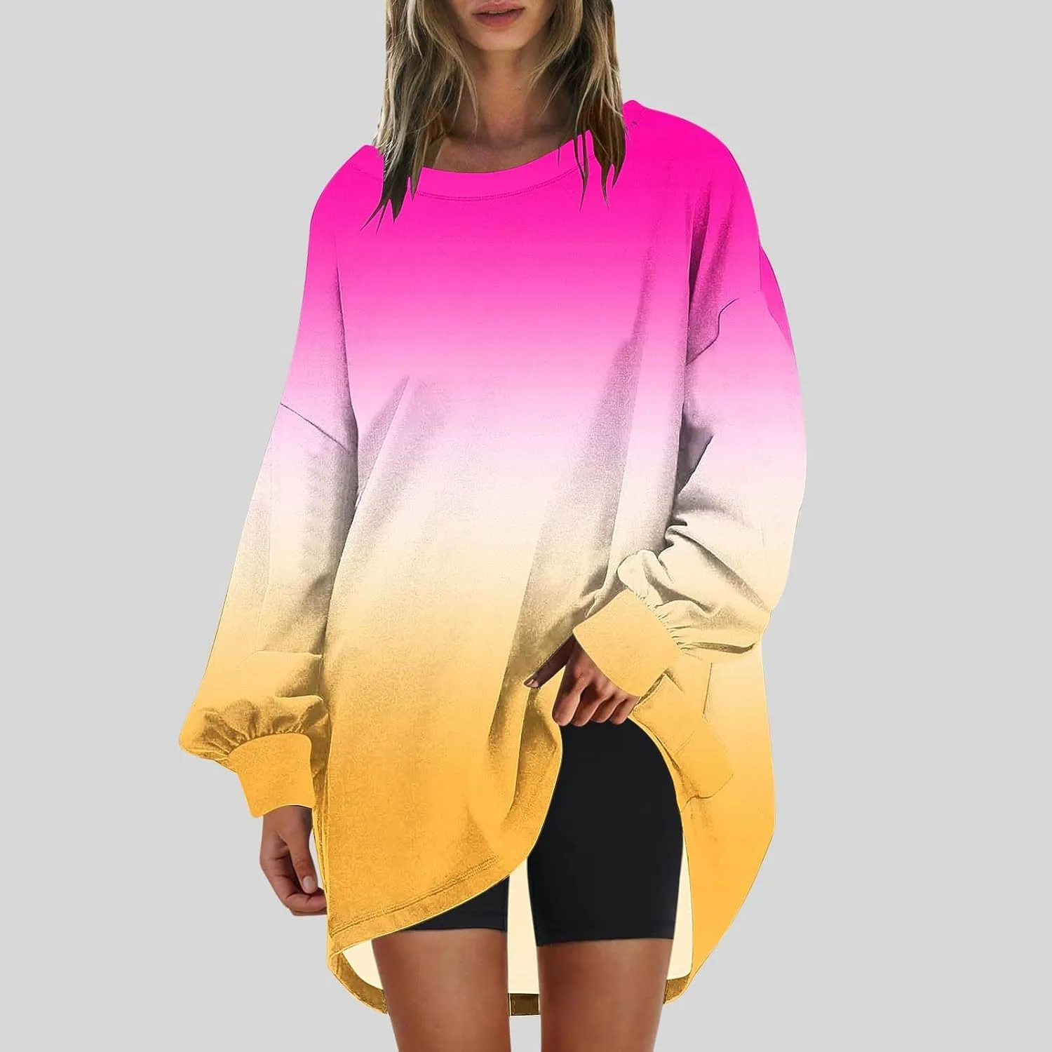 Womens Tie Dye Sweatshirt Oversized Casual Long Sleeve Crewneck Pullover Shirts 2024 Fashion off The Shoulder Sweater