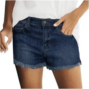Women's Vintage Cutoff Jean Shorts Junior High Waisted Frayed Raw Denim Shorts Streetwear Distressed Casual Short