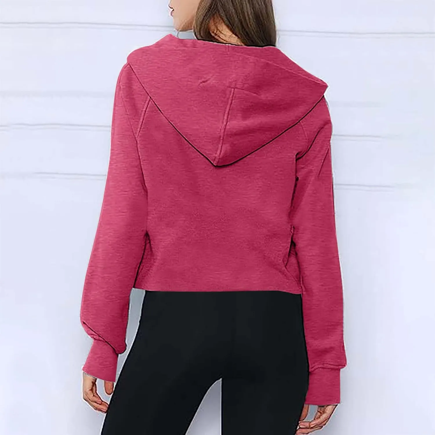 Womens Zip Up Hoodies Fleece Oversized Cropped Sweatshirts Y2k Teen Girls Jackets Fall Clothes 2023 Fashion Outfits