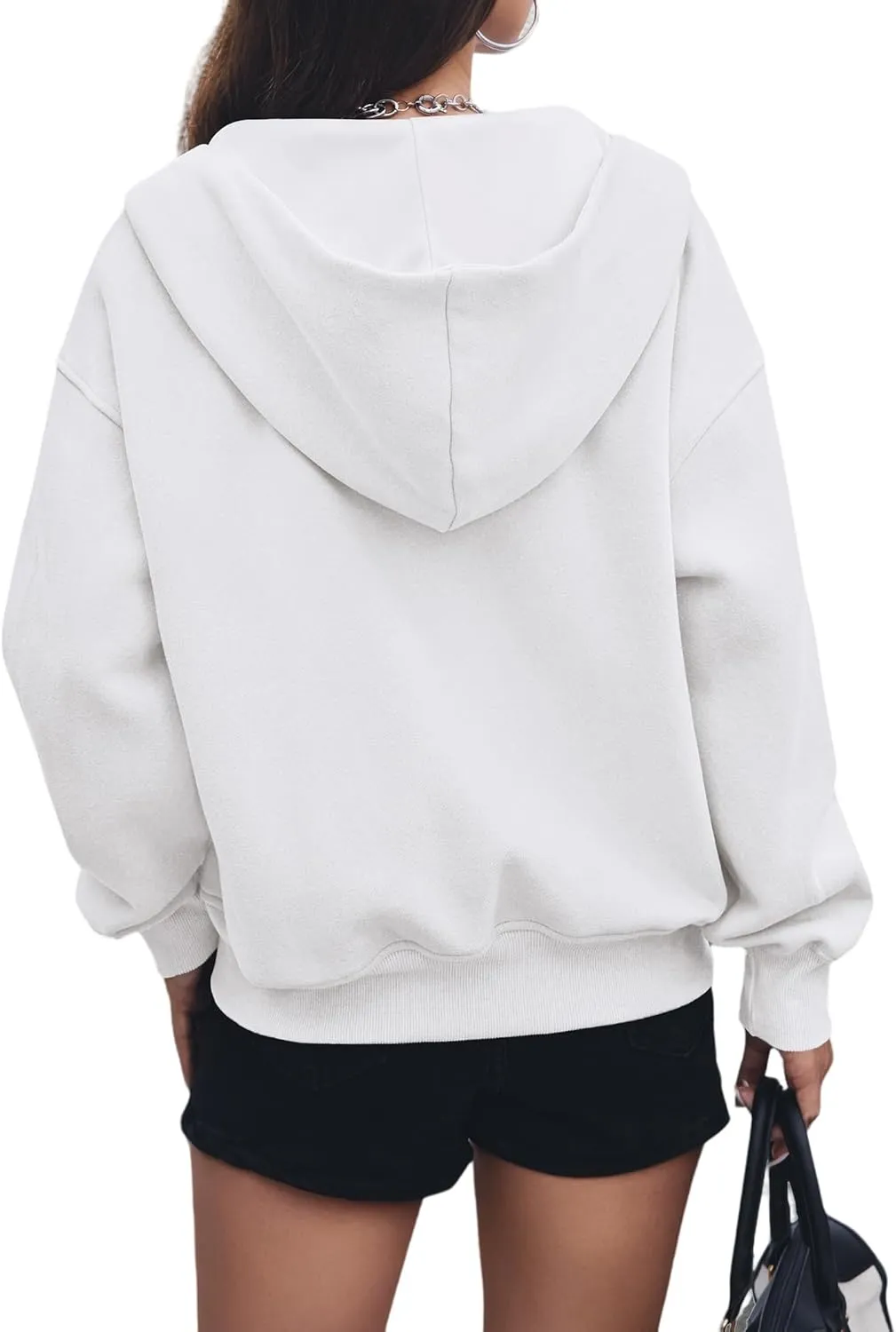 Womens Zip Up Hoodies Jacket Cropped Long Sleeve Hooded Sweatshirt Casual Comfy Coat Winter Clothes 2024