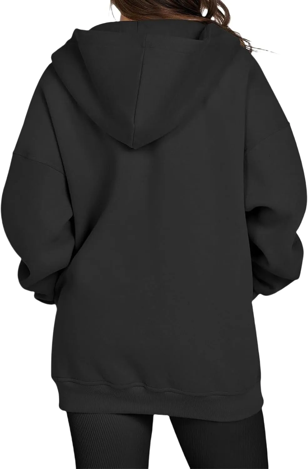 Womens Zip Up Hoodies Oversized Casual Long Sleeve Jackets Soild Color Jacket Fall Hoodie with Pockets