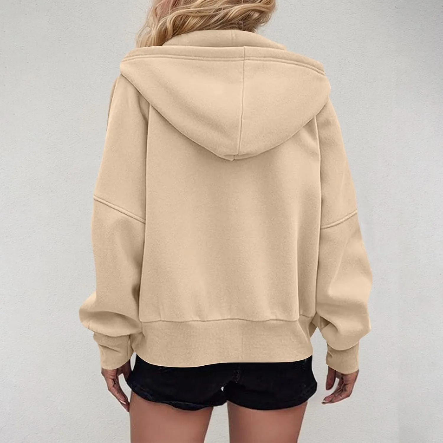 Womens Zip Up Hoodies Y2k Oversized Cropped Sweatshirt Fall Fleece Jackets Casual Comfy Cute Trendy Teen Hoodies