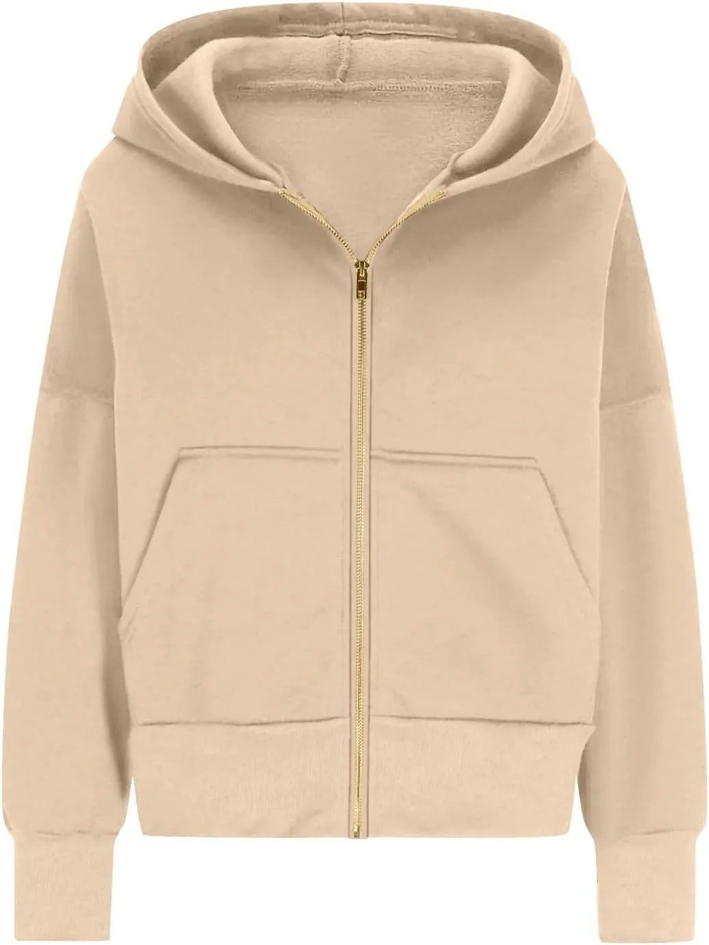 Womens Zip Up Hoodies Y2k Oversized Cropped Sweatshirt Fall Fleece Jackets Casual Comfy Cute Trendy Teen Hoodies
