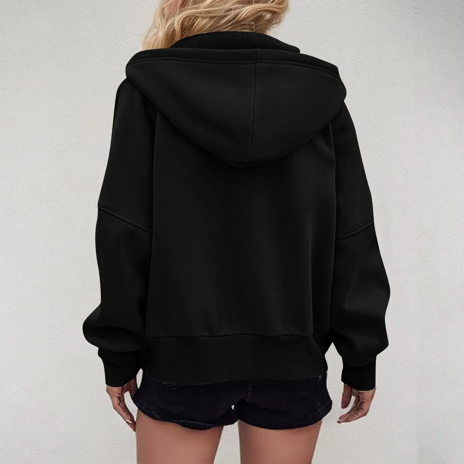 Womens Zip Up Hoodies Y2k Oversized Cropped Sweatshirt Fall Fleece Jackets Casual Comfy Cute Trendy Teen Hoodies