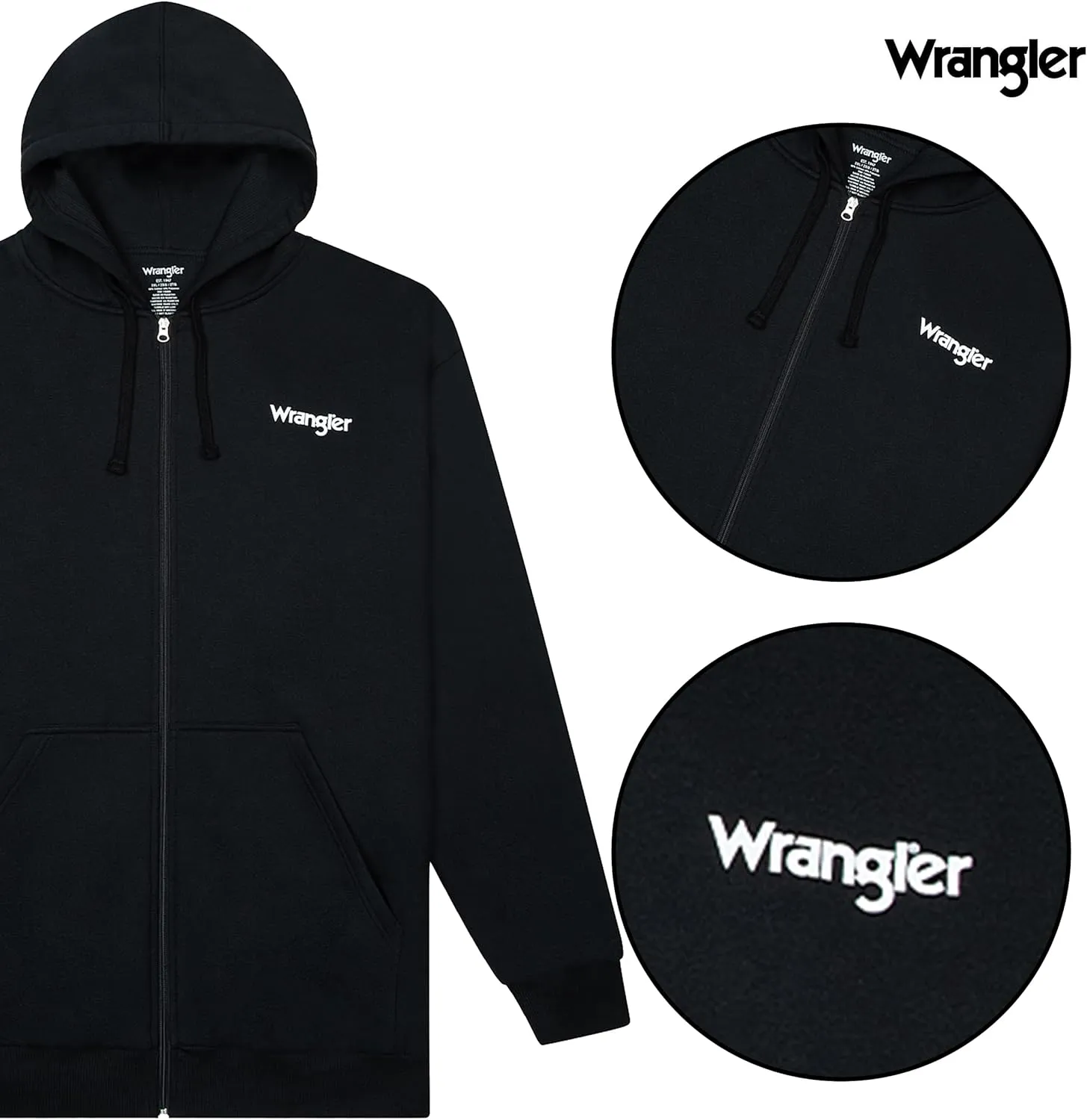 Wrangler Hoodies for Men Big and Tall - Thermal Lined Zip Up Sweatshirt
