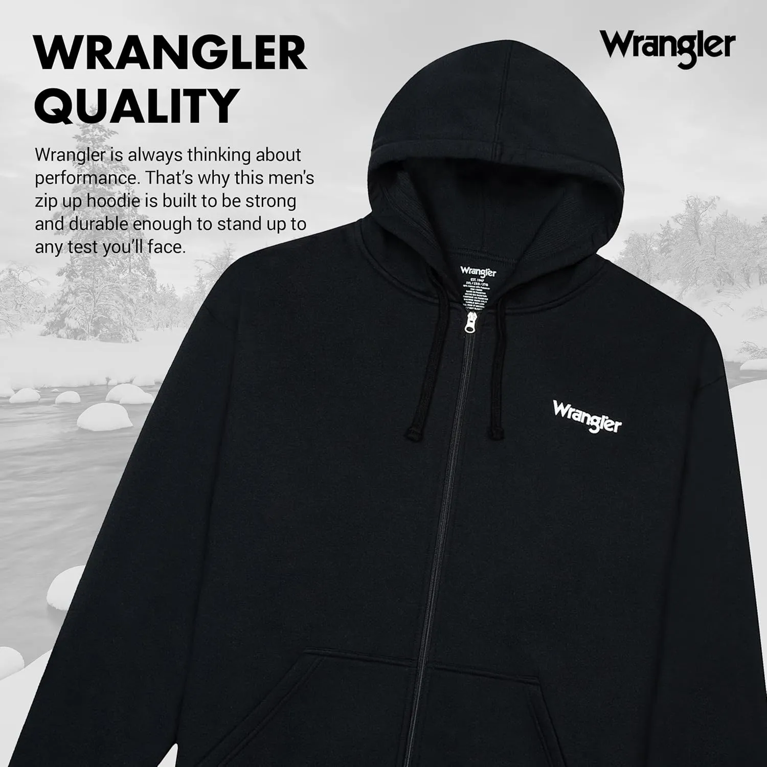 Wrangler Hoodies for Men Big and Tall - Thermal Lined Zip Up Sweatshirt