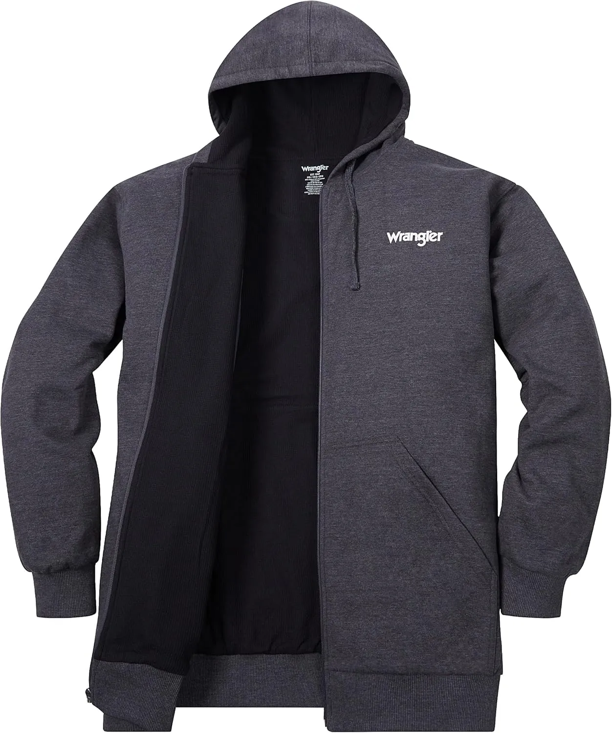 Wrangler Hoodies for Men Big and Tall - Thermal Lined Zip Up Sweatshirt