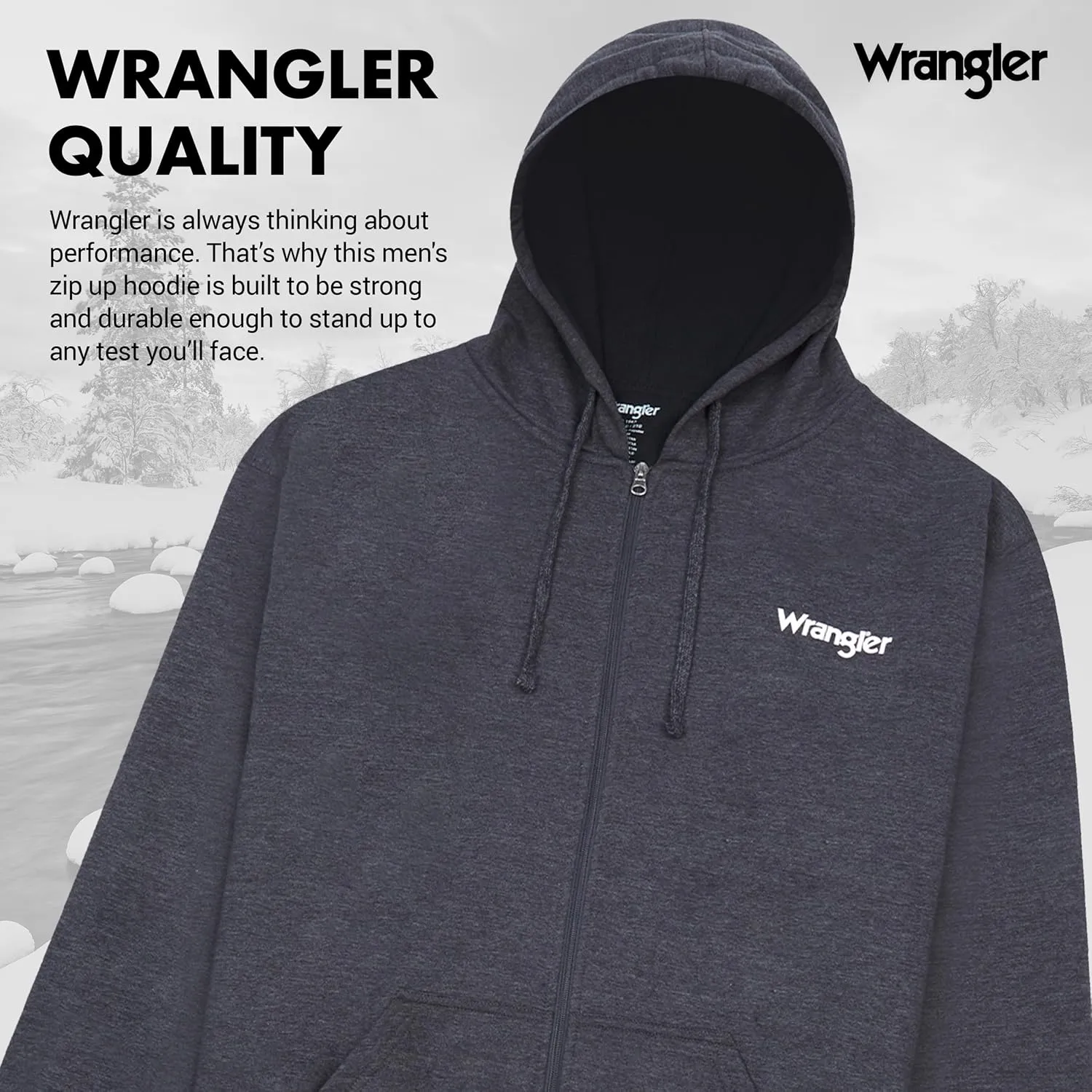 Wrangler Hoodies for Men Big and Tall - Thermal Lined Zip Up Sweatshirt