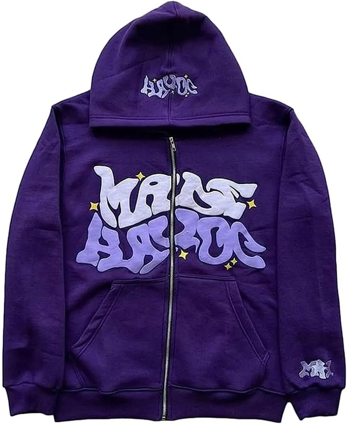 Y2k Hoodie Puff Print Hoodie Graphic Zip Up Hoodies Hip Hop Streetwear Aesthetic Sweatshirts Oversized Vintage Outfit