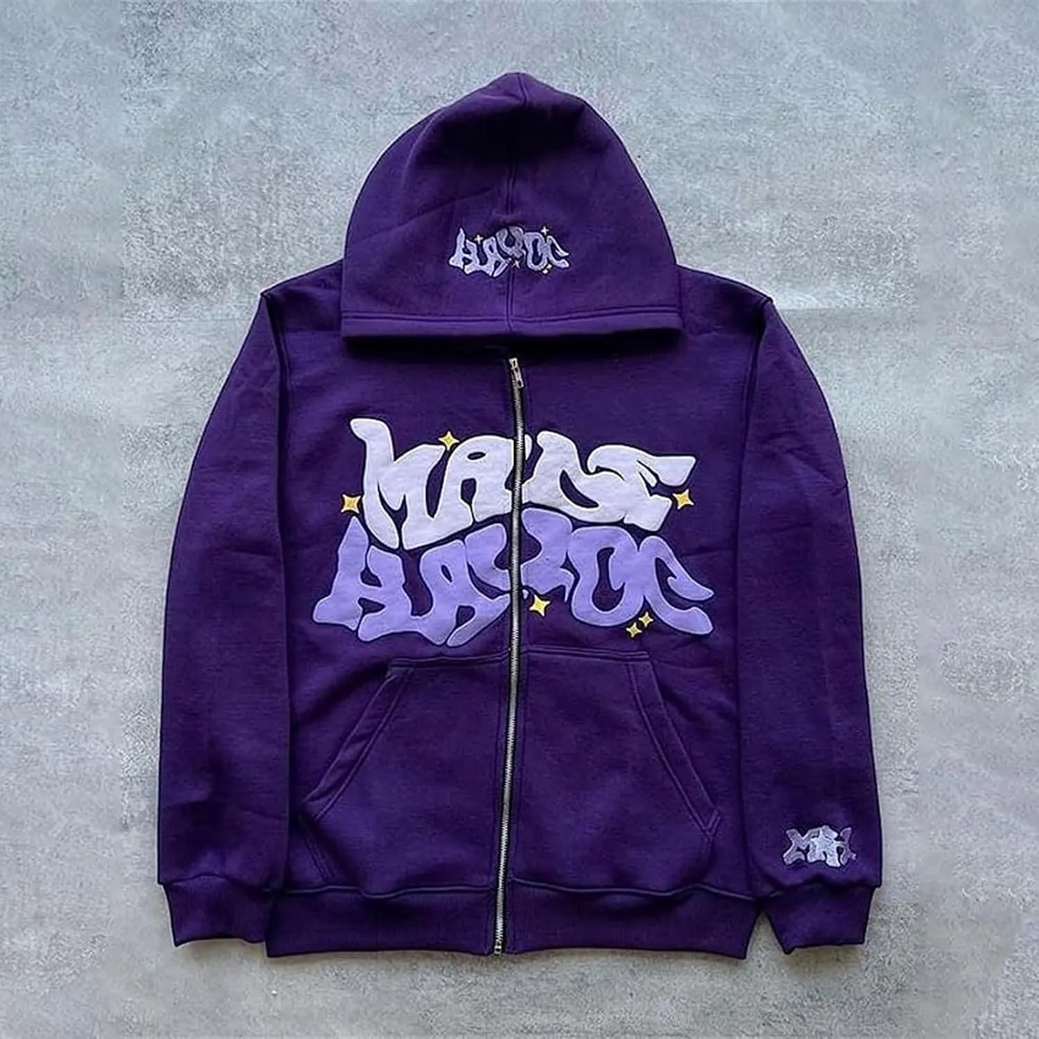 Y2k Hoodie Puff Print Hoodie Graphic Zip Up Hoodies Hip Hop Streetwear Aesthetic Sweatshirts Oversized Vintage Outfit