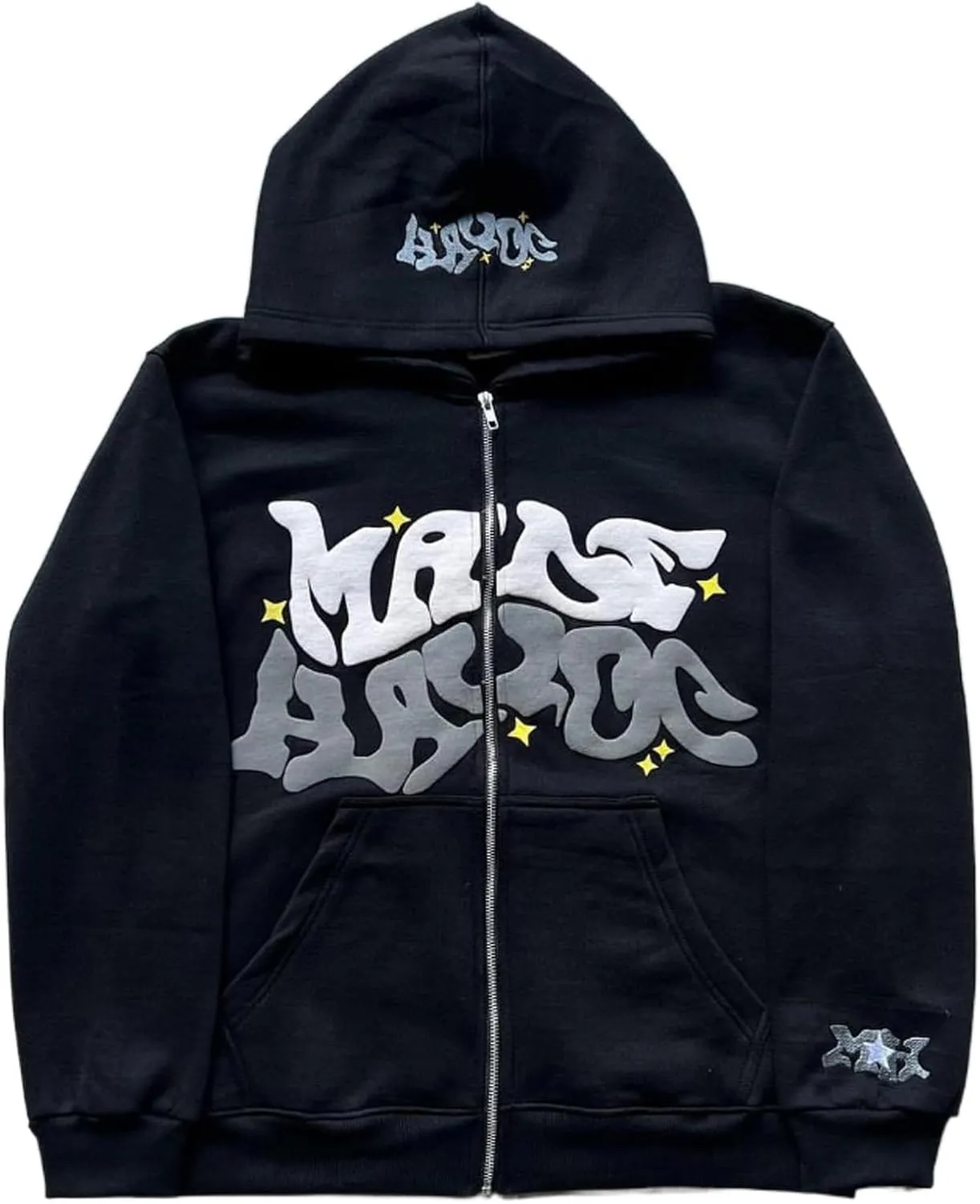 Y2k Hoodies Puff Print Hoodie Grunge Graphic Zip Up Hoodies Y2k Jacket Hip Hop Streetwear Aesthetic Sweatshirts