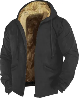 Ymosrh Men's Fashion Hoodies & Sweatshirts Fleece Lined Zip Up Hoodies Long Sleeve Hooded Sweatshirt, M-5XL