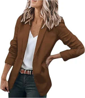 ZEFOTIM Blazer for Women 2024 Casual Oversized Fitted Lapel with Pockets Jacket Long Fashion Trendy Coat