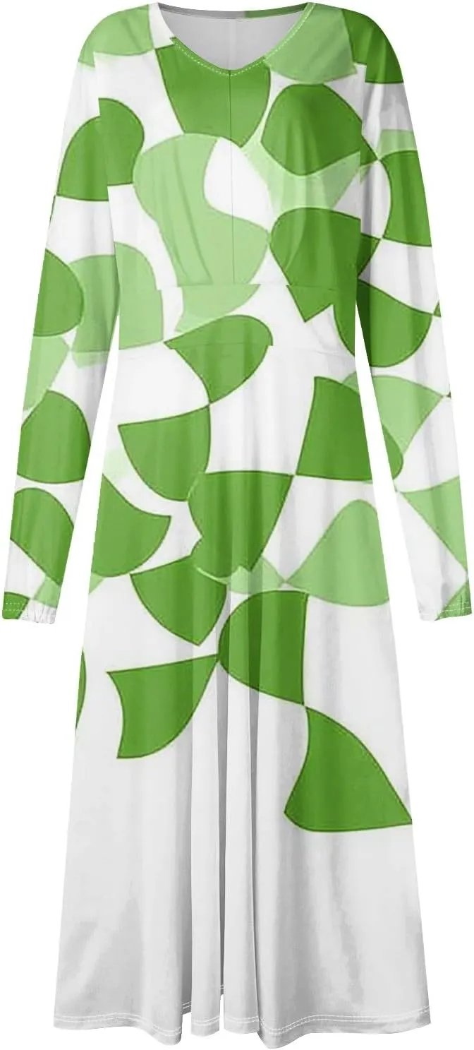 ZEFOTIM Long Sleeve Dress for Women Cute V Neck Comfy Floral Gradient Graphic Dresses Summer Spring Dresses