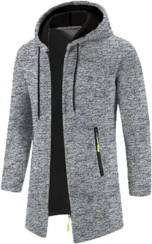 Zip Up Hoodie Men Full-Zip Fleece Lined Sweaters Knit Regular Fit Casual Sweater Hooded Coat wiht Pocket