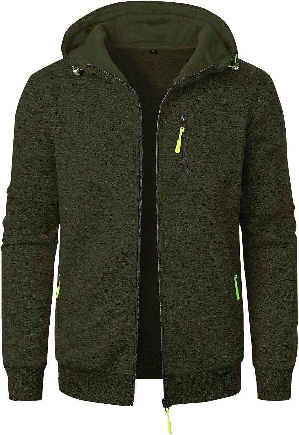 Zip Up Hoodie Men Full-Zip Fleece Lined Sweaters Knit Regular Fit Casual Sweater Hooded Coat wiht Pocket